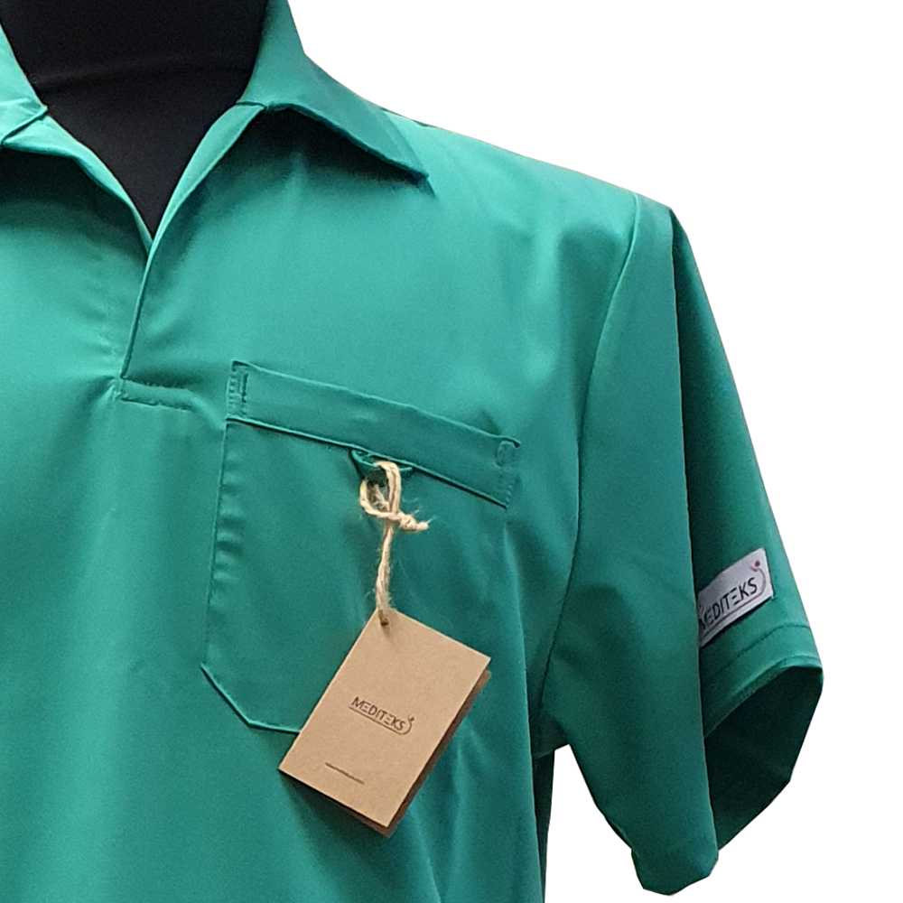 Areka medical uniform - green men top pocket 2